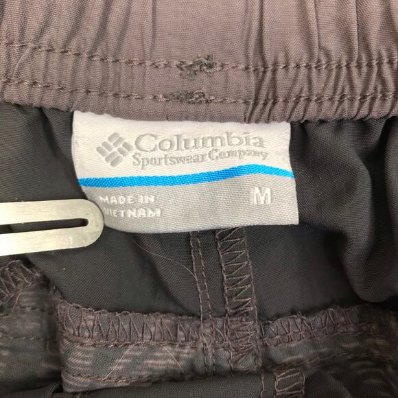 COLUMBIA Leaves Print Nylon Drawstring Shorts Women M Gray Athletic Outdoor Y2K - Picture 5 of 8